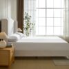Hannah - King Upholstered Wingback Bed Size, Tall Headboard Upholstered King Bed, Premium Textured Canvas Chenille Look, Minimalist Designs, No Box Spring Needed - Ivory - Image 16