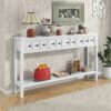 Rustic Entryway Console Table Long Sofa Table With Two Different Size Drawers And Bottom Shelf For Storage - Antique White - Image 22