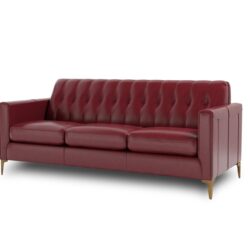 Mid-Century Tufted Leather Sofa - Red