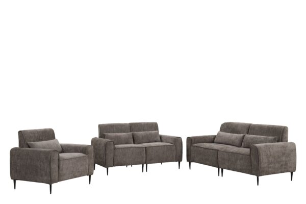 Valentina - Chenille Sofa Loveseat Chair Living Room (Set of 3) - Gray