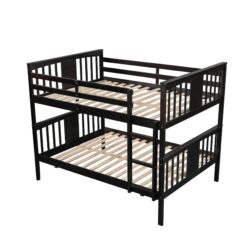 Full Over Full Bunk Bed With Ladder For Bedroom, Guest Room Furniture - Espresso
