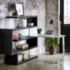 Buck II - Clear Glass, Chrome High Gloss Writing Desk With Shelf - Black - Image 6