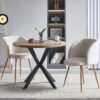 Adjust Legs Upholstered Teddy Faux Fur Dining Armrest Chair (Set of 2) - Off White - Image 2