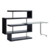 Buck II - Clear Glass, Chrome High Gloss Writing Desk With Shelf - Black - Image 9