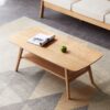 Center Table Low Table 100% Solid Wood Top Plate Desk Coffee Table Study Desk Work From Home Natural Wood With Storage Shelf Writing Desk - Oak - Image 4