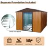 Outdoor Metal Storage Shed With Metal Floor Base - Coffee - Image 9