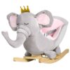 Qaba - Baby Rocking Horse Elephant Rocking Chair Toddler Rocker Toy With Sound Wooden Base Seat Safety Belt For 1.5-3 Year Old - Gray - Image 3