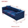 Modern Sofa Jeweled Buttons Tufted Square Arm Couch, 2 Pillows Included - Blue - Image 16