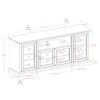 Transitional Classic 70" TV Stand For 80" TVs With 4 Glass Doors - Black - Image 5