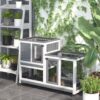 Pawhut - Wooden Rabbit Hutch Elevated Bunny Cage Indoor Small Animal Habitat With Enclosed Run With Wheels, Ramp, Removable Tray Ideal For Guinea Pigs - Gray - Image 8
