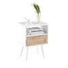 15.75" Rattan End Table With Drawer And Solid Wood Legs, Modern Nightstand, Side Table For Living Room, Bedroom - White - Image 6