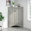 Triangle Bathroom Storage Cabinet With Adjustable Shelves, Freestanding Floor Cabinet For Home Kitchen - Oak - Image 4