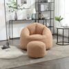 Bedding Bean Bag Sofa Chair High Pressure Foam Bean Bag Chair Adult Material With Padded Foam Padding Compressed Bean Bag With Footrest - Tan - Image 4