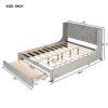 Queen Size Storage Upholstered Platform Bed With Wingback Headboard And A Big Drawer - Gray - Image 12