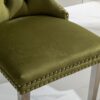 Nikki - Modern, High-End Tufted Solid Wood Contemporary Velvet Upholstered Dining Chair With Chrome Stainless Steel Plating Legs, Nailhead Trim (Set of 2) - Olive Green / Chrome - Image 12