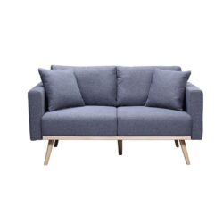 Easton - Linen Fabric Loveseat With USB Charging Ports Pockets And Pillows - Dark Gray
