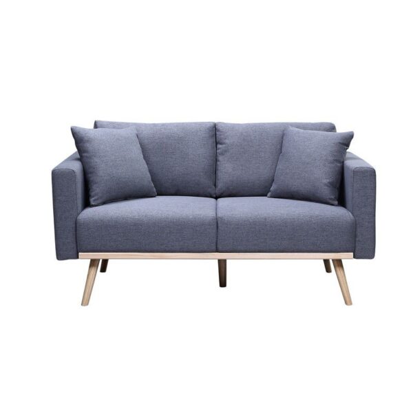 Easton - Linen Fabric Loveseat With USB Charging Ports Pockets And Pillows - Dark Gray