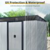 8Ft X 6Ft Outdoor Metal Storage With Lockable Sliding Doors And Transparent Plate For Garden, Lawn - White / Black - Image 8