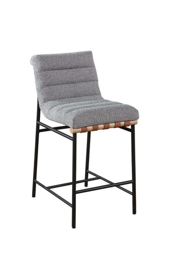 Lahni - Boucle Fabric Counter Height Chair - Gray