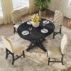 Functional Furniture Retro Style Dining Table Set With Extendable Table And 4 Upholstered Chairs For Dining Room And Living Room - Espresso - Image 3