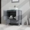 Bathroom Vanity And Sink Combo Glass Top Cabinet With Mirror - Gray - Image 4