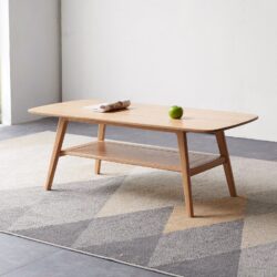 Center Low Table, Coffee Table With Storage Shelf - Natural
