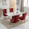 Nikki - Modern, High-End Tufted Solid Wood Contemporary Velvet Upholstered Dining Chair With Golden Stainless Steel Plating Legs, Nailhead Trim (Set of 2) - Burgundy - Image 15