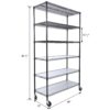 6 Tier 6000Lbs Capacity Nsf Metal Shelf Wire Shelving Unit, Heavy Duty Adjustable Storage Rack With Wheels & Shelf Liners For Commercial Grade Utility Steel Storage Rack - Black - Image 22