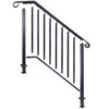 Handrails For Outdoor Steps, Fit 3 Or 4 Steps Outdoor Stair Railing, Picket#3 Wrought Iron Handrail, Flexible Porch Railing, Transitional Handrails For Concrete Steps Or Wooden Stairs - Black - Image 19