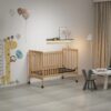Crib 3 In 1 Convertible, Made Of Sustainable Pinewood, Non Toxic Finish, Comes With Locking Wheels, Wooden Nursery Furniture - Natural - Image 2