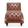 Tufted Armless Chaise Lounge - Brown - Image 7