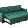 Lucca - Linen Reversible Sleeper Sectional Sofa With Storage Chaise - Green - Image 2
