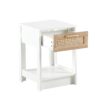 15.75" Rattan End Table With Drawer, Modern Nightstand, Side Table For Living Room, Bedroom - White - Image 11