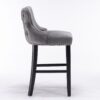 Contemporary Velvet Upholstered Wing-Back Barstools With Button Tufted Decoration And Wooden Legs, And Chrome Nailhead Trim, Leisure Style Bar Chairs, Bar Stools (Set of 4) - Gray - Image 4