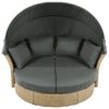 Outdoor Patio Daybed Wicker Rattan Double Daybed Round Sofa Furniture Set With Retractable Canopy, 4 Pillows For Lawn Garden Backyard Porch Pool - Gray - Image 9