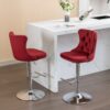 Swivel Velvet Barstools Adjusatble Seat Height From 25-33", Chrome Base Bar Stools With Backs Comfortable Tufted For Home Pub And Kitchen Island, 1712Wr (Set of 2) - Wine Red / Burgundy - Image 15