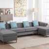 Maddie - Velvet 5 Seater Double Chaise Sectional Sofa - Gray - Image 5