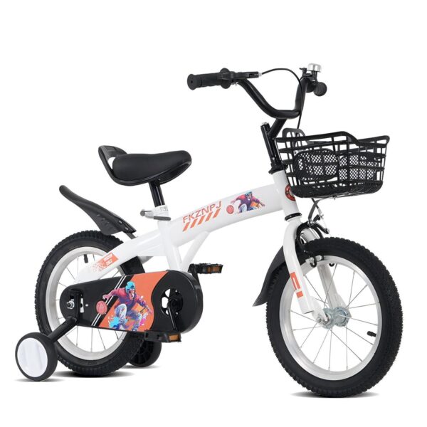 Fkznpj - 18" Sporty Kids Bike With Training Wheels And Stand Adjustable Saddle Suitable For Boys And Girls Aged 5 - 10 Years Tall Height 39 - 49" Available In A Variety Of Colors - White