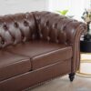Rolled Arm Chesterfield Three Seater Sofa - Dark Brown - Image 13