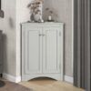 Triangle Bathroom Storage Cabinet With Adjustable Shelves, Freestanding Floor Cabinet For Home Kitchen - Gray - Image 7