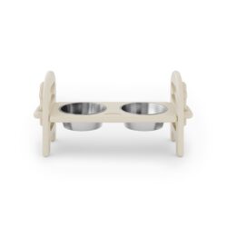 Adjustable Pet Bowl Travel Ready HDPE Durable Poly Lumber Recycled - Beige
