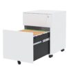 2 Drawer Mobile File Cabinet With Lock Steel File Cabinet For Legal / Letter / A4 / F4 Size / Home / Office Design - White - Image 3