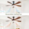 Modern Ceiling Fan With 3 Color Dimmable Light 5 ABS Blades Smart Remote Control Reversible Dc Motor For Bedroom - Black - Image 3