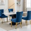 Nikki - Modern, High-End Tufted Solid Wood Contemporary Velvet Upholstered Dining Chair With Golden Stainless Steel Plating Legs, Nailhead Trim (Set of 2) - Blue / Gold - Image 17