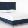 Peyton - Queen Bed Upholstered With High Headboard, Traditional Hand Buttoned Tufting - Blue - Image 3