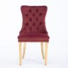 Nikki - Modern, High-End Tufted Solid Wood Contemporary Velvet Upholstered Dining Chair With Golden Stainless Steel Plating Legs, Nailhead Trim (Set of 2) - Burgundy - Image 3
