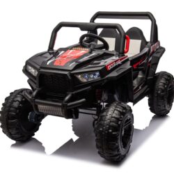 12V7A*1 30W*4 Four-Wheel Drive Leather Seat One Button Start, Forward And Backward, High And Low Speed, Music, Front Light, Power Display, Two Doors Can Open, 2.4G R / C, Seat Belt Four Wheel Absorber - Black