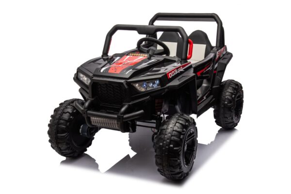12V7A*1 30W*4 Four-Wheel Drive Leather Seat One Button Start, Forward And Backward, High And Low Speed, Music, Front Light, Power Display, Two Doors Can Open, 2.4G R / C, Seat Belt Four Wheel Absorber - Black