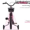 Fkznpj - 18" Sporty Kids Bike With Training Wheels And Stand Adjustable Saddle Suitable For Boys And Girls Aged 5 - 10 Years Tall Height 39 - 49" Available In A Variety Of Colors - Pink - Image 6