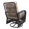 3 Piece Conversation Set, Outdoor Wicker Rocker Swivel Patio Bistro Set, Rocking Chair With Glass Top Side Table - Khaki / Brown - Image 9